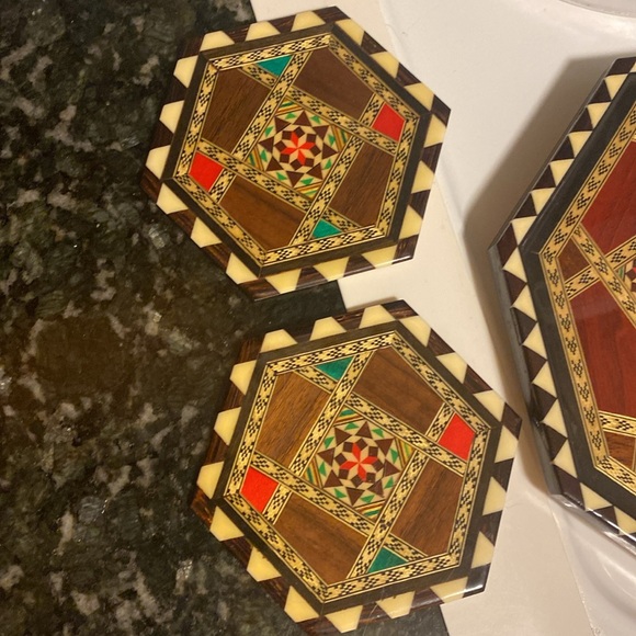 COPY - Spain Wood Inlay Tray and Coasters - Picture 4 of 6